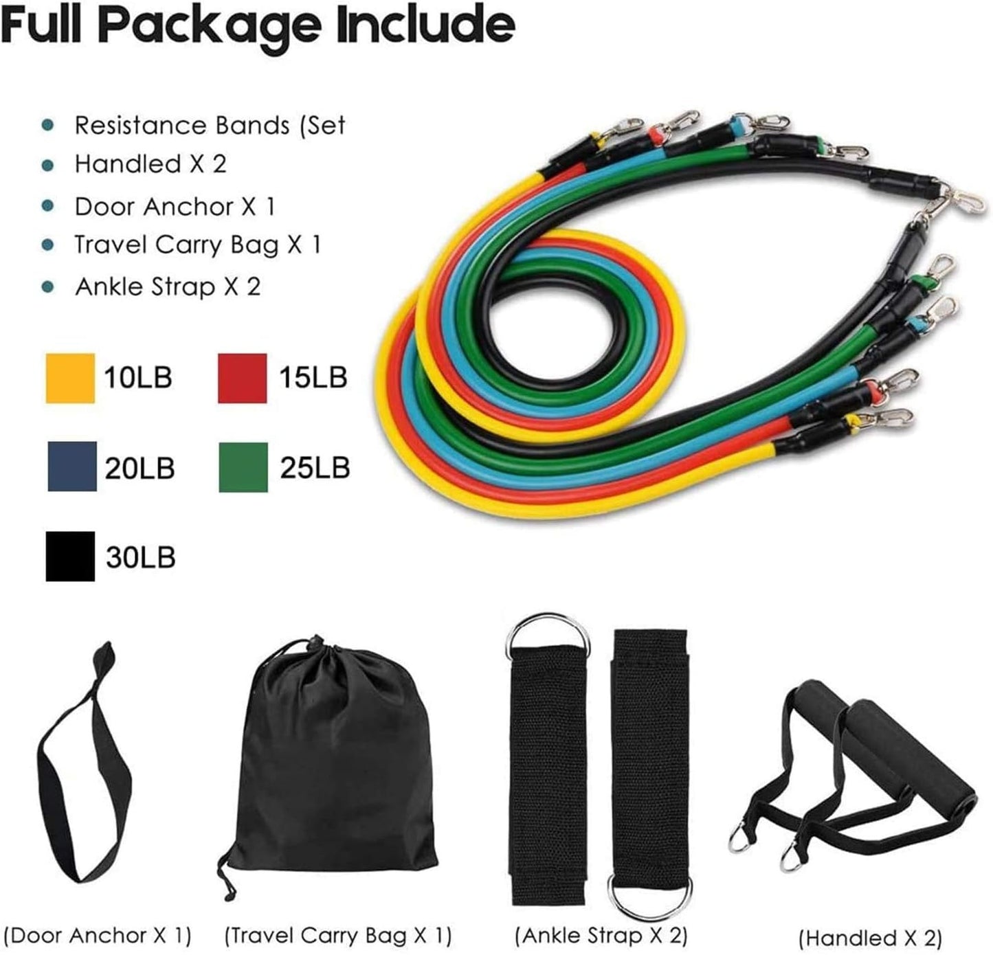 11pcs Resistance Bands Set | Home & Gym Workout Kit